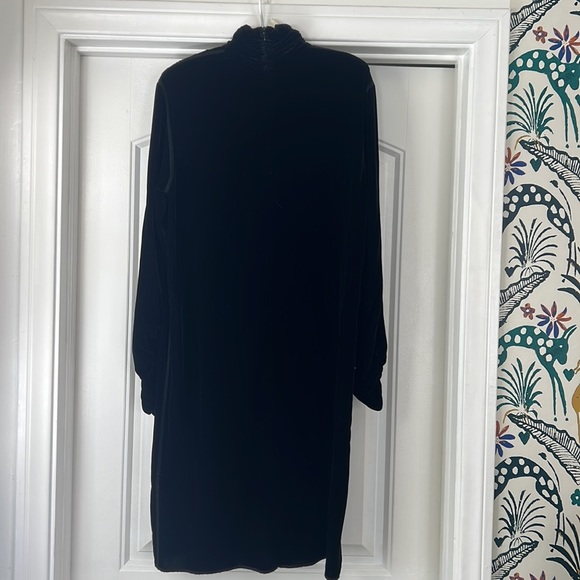 Vtg 90’s Andrea Jovine Black Velvet Victorian Goth Split Long Tunic Button Top S - Picture 7 of 9